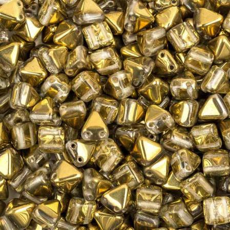 Pyramid beads 2-hole 6 мм Crystal Amber