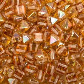 Pyramid beads 2-hole 6 мм Crystal Apricot Medium