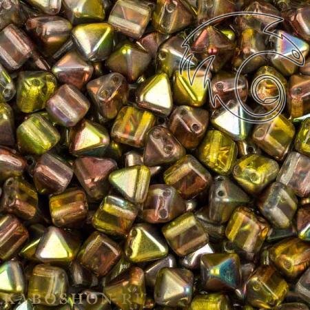 Pyramid beads 2-hole 6 мм Crystal Magic Green Pyr-00030-95400-1