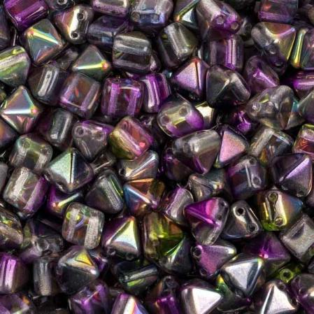 Pyramid beads 2-hole 6 мм Crystal Magic Purple