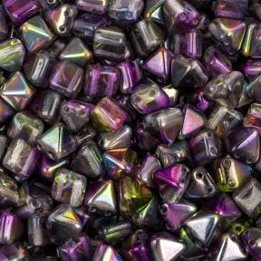 Pyramid beads 2-hole 6 мм Crystal Magic Purple (10 шт)