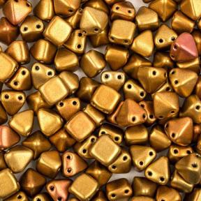 Pyramid beads 2-hole 6 мм Metallic Mix (10 шт)