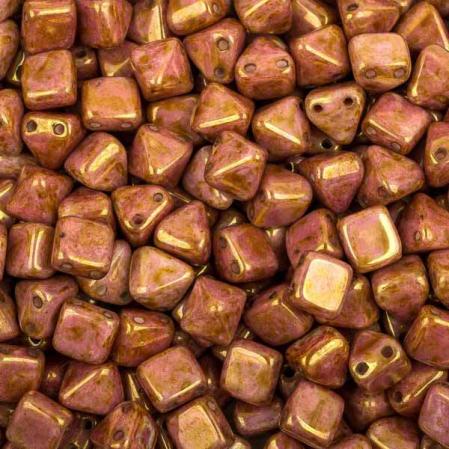 Pyramid beads 2-hole 6 мм Alabaster Roman Rose