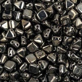 Pyramid beads 2-hole 6 мм Jet Hematite (10 шт)