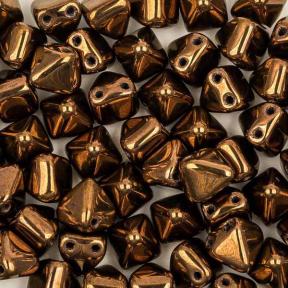 Pyramid beads 2-hole 6 мм Jet Bronze