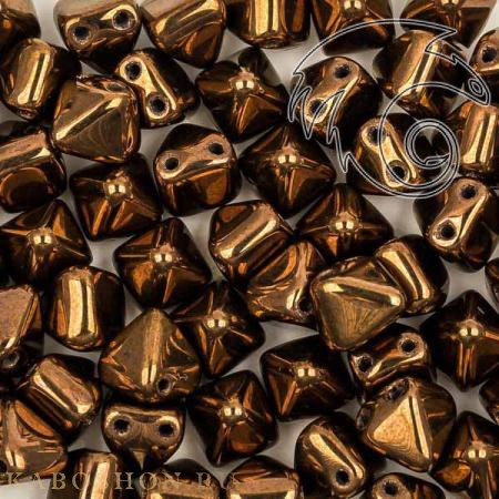 Pyramid beads 2-hole 6 мм Jet Bronze Pyr-23980-14415-1