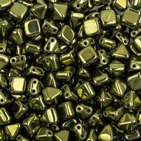 Pyramid beads 2-hole 6 мм Jet Red Luster (10 шт)
