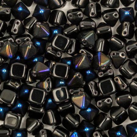 Pyramid beads 2-hole 6 мм Jet Azuro