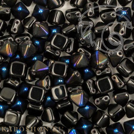 Pyramid beads 2-hole 6 мм Jet Azuro Pyr-23980-22201-1