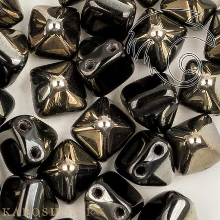 Pyramid beads 2-hole 6 мм Jet Chrome (10 шт) Pyr-23980-27401