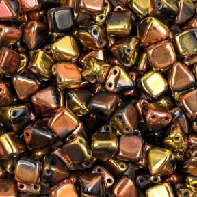 Pyramid beads 2-hole 6 мм Jet California Gold Rush (10 шт)