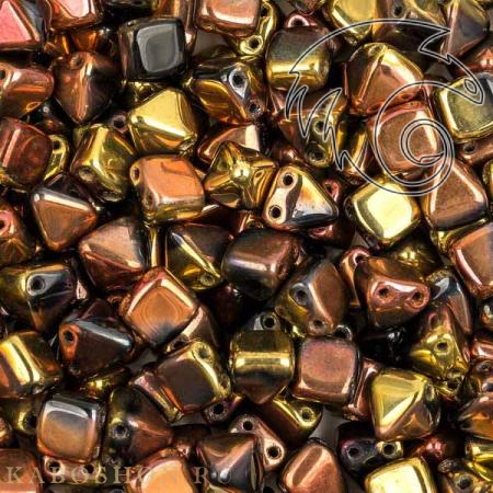 Pyramid beads 2-hole 6 мм Jet California Gold Rush (10 шт) Pyr-23980-98542