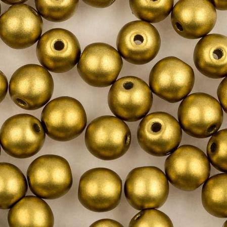 Round Beads 4 мм Alabaster Metallic Olivine