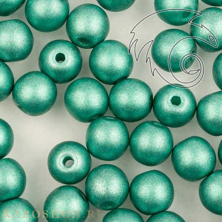 Round Beads 4 мм Alabaster Metallic Green RoundB-4-2010-29455