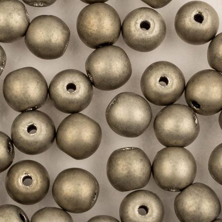 Round beads 4 мм Jet Full Argentic Matted