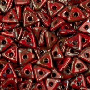 Tri-bead 4 мм Opaque Red Picasso