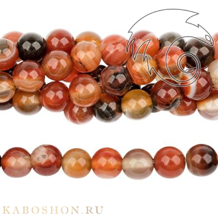 Агат красно-черный 6 мм 24603-red