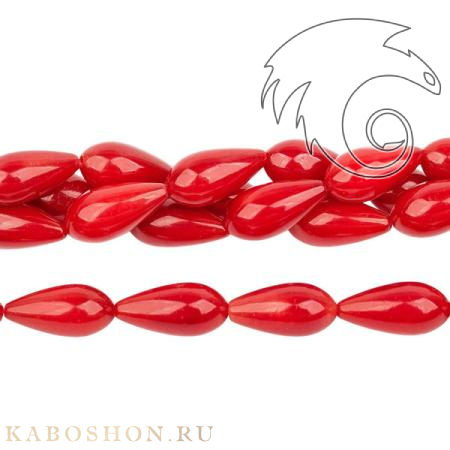 Коралл тонированный красный капля 12х6 мм 25020-F