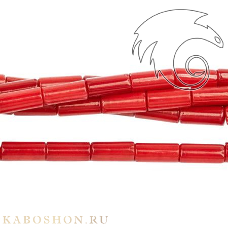 Коралл тонированный красный трубочки 9х3 мм 25022