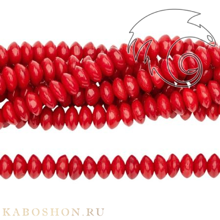 Коралл тонированный красный рондели 5х3 мм 25024