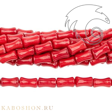 Коралл тонированный красный бамбук 9х5 мм 25025