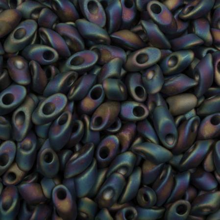 Бисер Miyuki Long Magatama Радужный матовый непрозрачный черный
