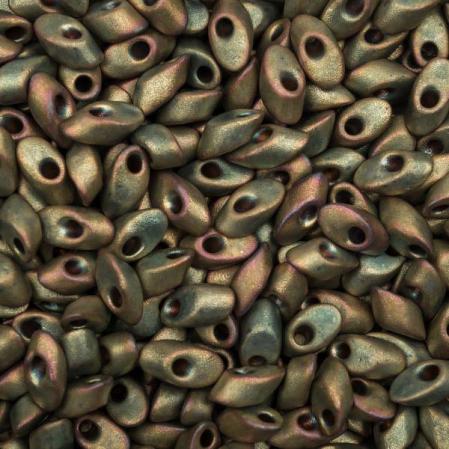 Бисер Miyuki Long Magatama Матовый металлизированный радужный хаки