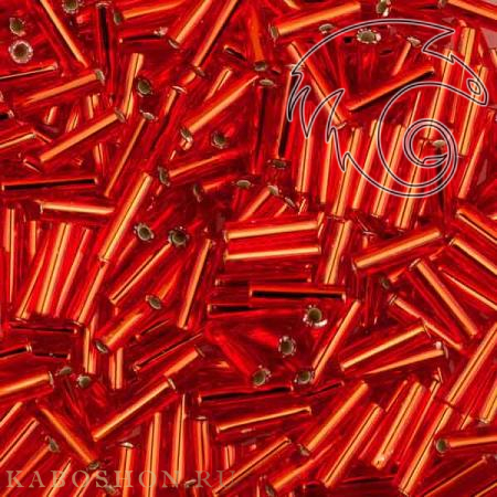 Стеклярус Miyuki 6 мм Внутреннее серебрение огненно-красный MB2-0010