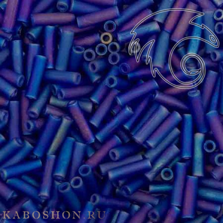 Стеклярус Miyuki 6 мм Матовый радужный прозрачный кобальт MB2-0151FR