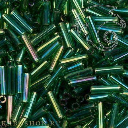 Стеклярус Miyuki 6 мм Радужный прозрачный зеленый MB2-0179