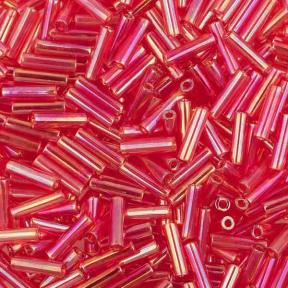 Стеклярус Miyuki 6 мм Радужный прозрачный красный