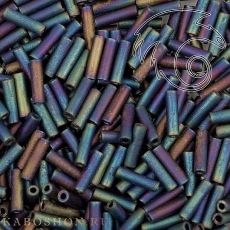 Стеклярус Miyuki 6 мм Радужный матовый непрозрачный черный MB2-0401FR