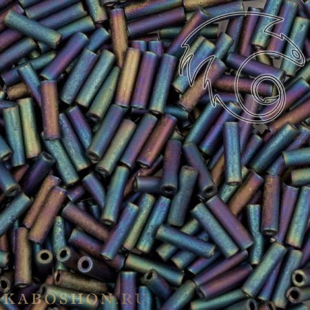 Стеклярус Miyuki 6 мм Радужный матовый непрозрачный черный MB2-0401FR