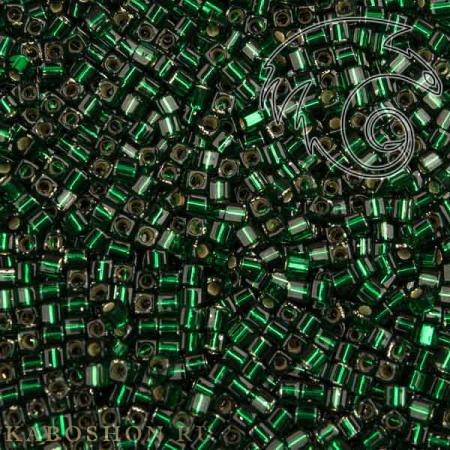 Бисер Miyuki Square Beads 1,8 мм Внутреннее серебрение темный изумруд SB-01-0027