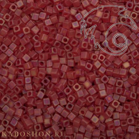 Бисер Miyuki Square Beads 1,8 мм Радужный матовый прозрачный светлый красный SB-01-0140FR