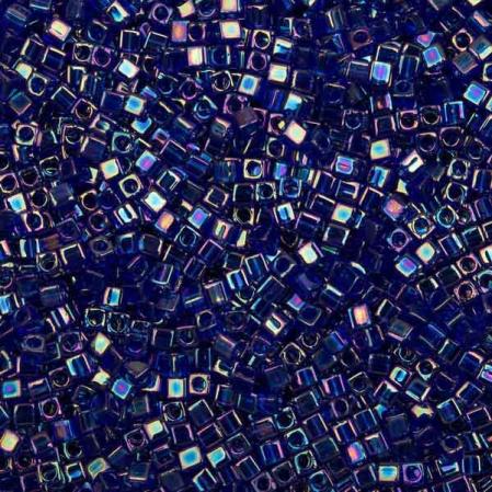 Бисер Miyuki Square Beads 1,8 мм Радужный прозрачный кобальт
