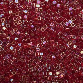 Бисер Miyuki Square Beads 1,8 мм Радужный прозрачный рубин