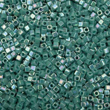 Бисер Miyuki Square Beads 1,8 мм Радужный непрозрачный зеленая бирюза