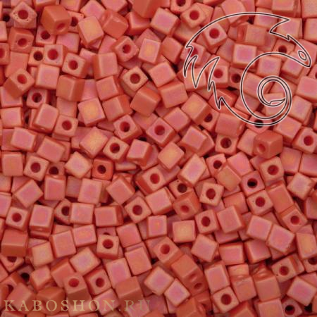 Бисер Miyuki Square Beads 3 мм Радужный матовый непрозрачный грейпфрут SB-03-0406FR