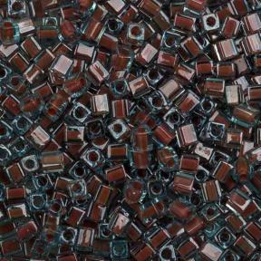 Бисер Miyuki Square Beads 3 мм Окрашенный изнутри терракотовый/аквамарин