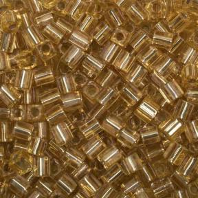 Бисер Miyuki Square Beads 4 мм Внутреннее серебрение золото