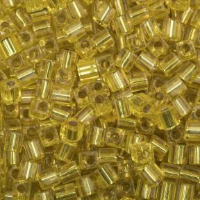 Бисер Miyuki Square Beads 4 мм Внутреннее серебрение желтый