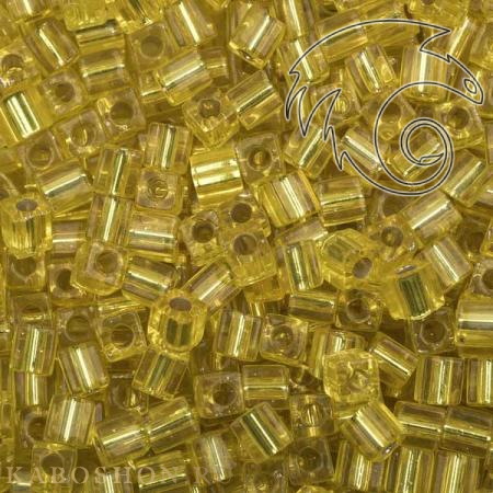 Бисер Miyuki Square Beads 4 мм Внутреннее серебрение желтый SB-04-0006