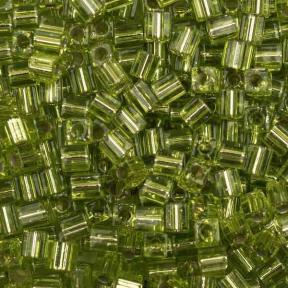 Бисер Miyuki Square Beads 4 мм Внутреннее серебрение ликер шартрез