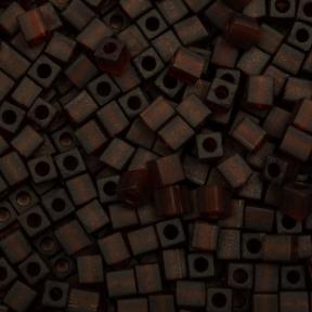 Бисер Miyuki Square Beads 4 мм Матовый прозрачный темный топаз