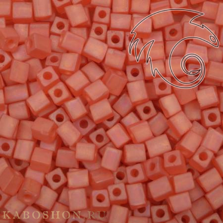 Бисер Miyuki Square Beads 4 мм Радужный матовый прозрачный рыжий SB-04-0138FR