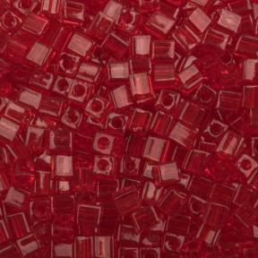 Бисер Miyuki Square Beads 4 мм Прозрачный светлый красный