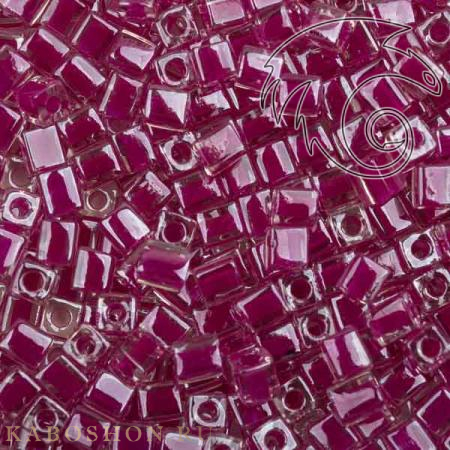 Бисер Miyuki Square Beads 4 мм Окрашенный изнутри фуксия/хрусталь SB-04-0209