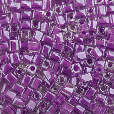 Бисер Miyuki Square Beads 4 мм Окрашенный изнутри лиловый/хрусталь