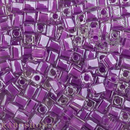 Бисер Miyuki Square Beads 4 мм Окрашенный изнутри лиловый/хрусталь SB-04-0222